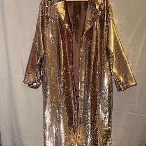 Custom Large Gold Sequin Long Coat